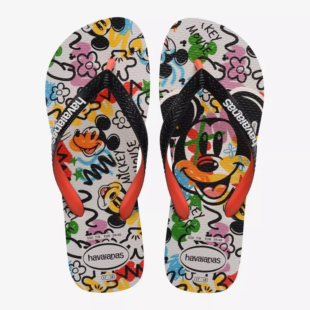 Havaianas Mickey Mouse Doodle Scribbles Sandals Size 7/8